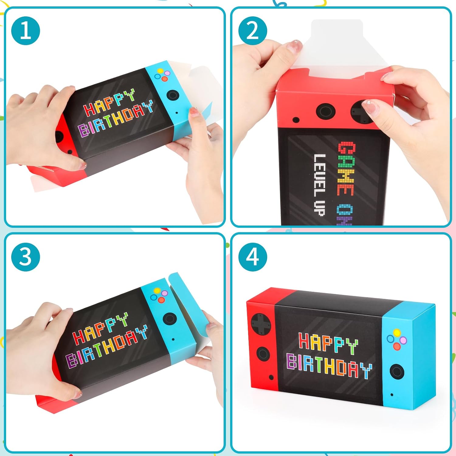 Party Decorations 16 Pack - Video Game Party Favor Boxes for Kids Boys 8-12 - Happy Birthday Game Paper Party Boxes - Goodie Treat Candy Gift Bags
