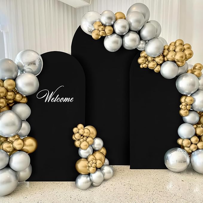 Black Arch Backdrop Cover 2.2ft x 5ft Fitted Spandex Arch Cover Balloon Arch Backdrop Fabric for Wedding Party Stage Decoations