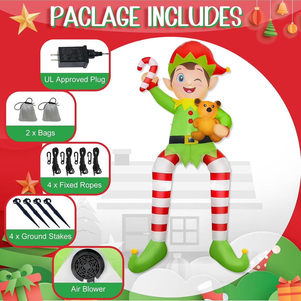ourwarm 10ft christmas inflatable outdoor decoration, giant sitting, close-up detail
