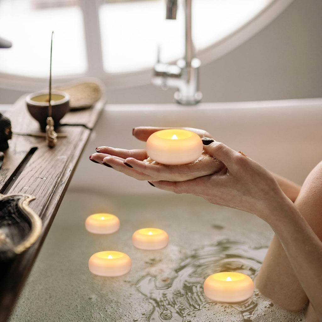50 Pack 2”Floating Candles Water-Activated Flameless LED Candle, Warm White Battery Operate Waterproof Tealights for Cylinder Vases, Centerpieces at Wedding, Party, Pool,Romantic.
