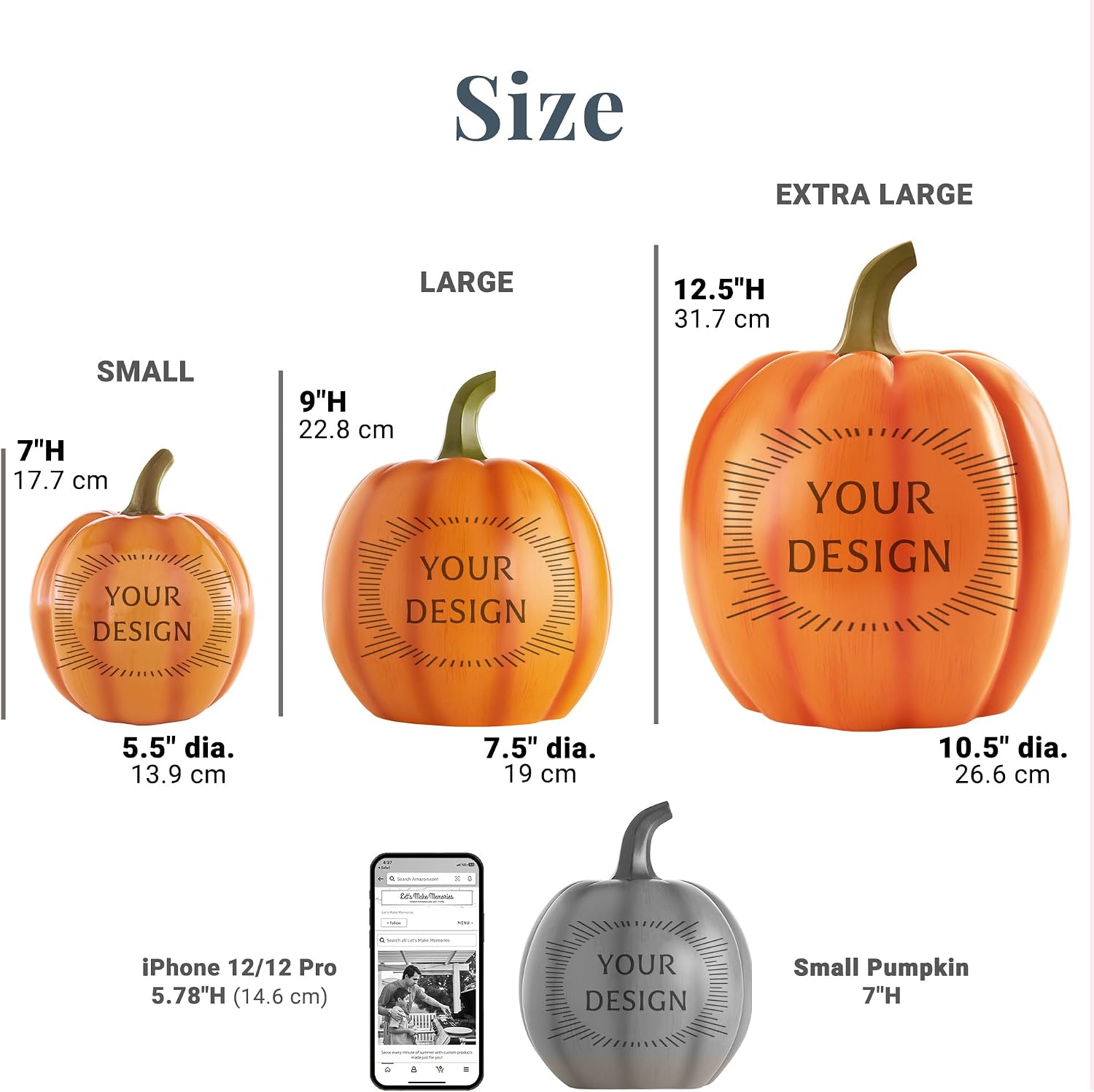 Let's Make Memories Personalized Light Up Pumpkin Decor - Celebrate Love - Fall Wedding Centerpiece - Laser-Engraved Resin with Names - Happy Couple - Orange - Large