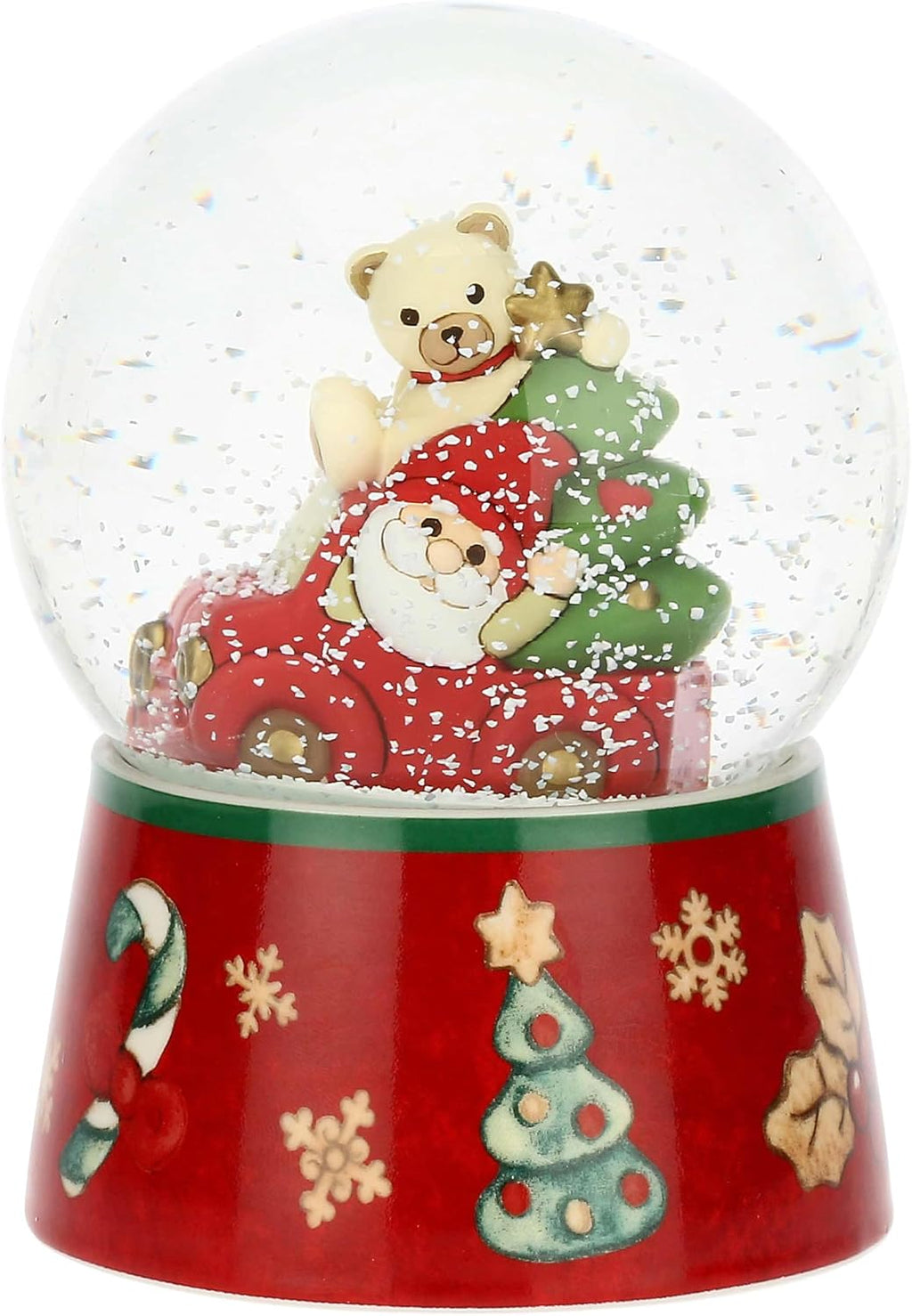 THUN, Boule De Neige Gnome Oliver E Teddy Made Glass and Ceramic, Large Version, Christmas Collection, Collectible Furniture, Gift Idea for Christmas, Diameter 10 cm, H 14 cm