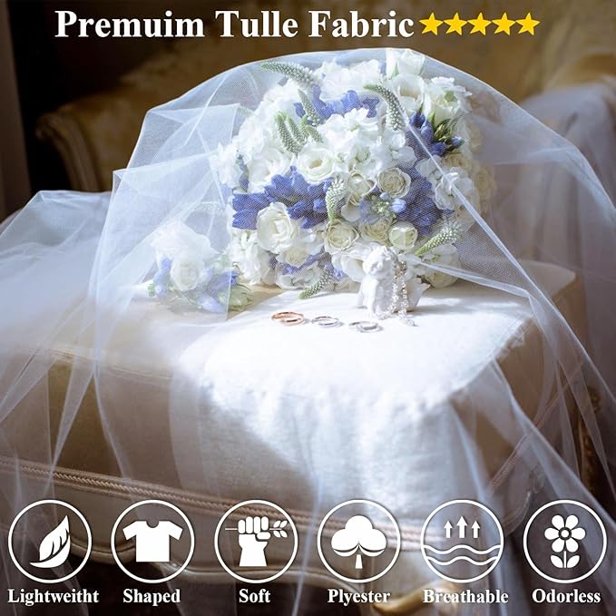 54" by 20 Yards White Tulle Fabric Rolls - Tutu Spool Bolt for DIY Wedding Decoration, Baby Shower Tutu Skirt, Gift Wrapping - Large Matte Tulle, Roll Packaging