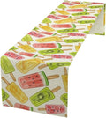 Ce Cream Table Runner, Cold Fruity Popsicles Summer Sweet Seasonal Dinner Runner for Party Holiday Home Kitchen Dining Table Decor 13"x90"