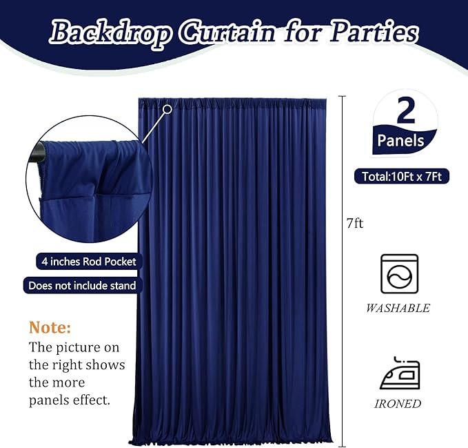10 x 7 Feet Royal Blue Backdrop Curtain for Partie, Background Curtains for Photoshoot, Birthday, Wedding, Halloween, Thanksgiving, Christmas Day, New Year Party Decorations 5Ft x 7Ft, 2 Panels