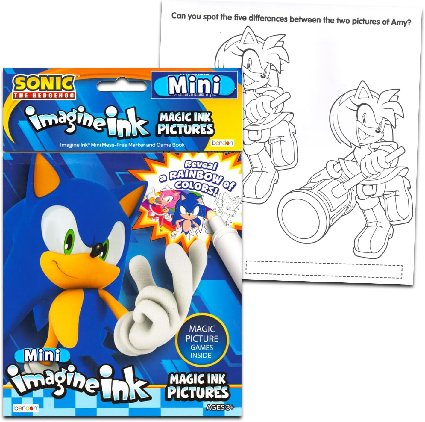 Sonic the Hedgehog Imagine Ink Magic Coloring Book Party Favor 12 Pk Bundle | No Mess Mini Magic Ink Sonic Goodie Bags Stuffers Set - Bulk Mess Free Activity Book Party Supplies for Kids