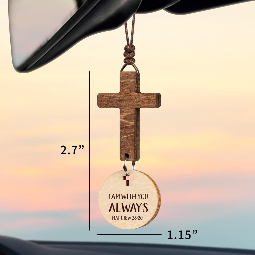 Car Accessories Christian Gifts for Women Men, Cross for Car Religious Gift | Rosary Mirror Hanging Accessories, Jesus College Care Gift, Boo Basket Stuffers For Women - Scan For Daily Bible Verse
