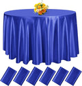 fani 6 Pack 120 Inch Royal Blue Satin Tablecloth - Silky Round Tablecloth Overlay Smooth Fabric Table Cover, Bright Table Decoration for Wedding Party Banquet Events Restaurant Kitchen Dining