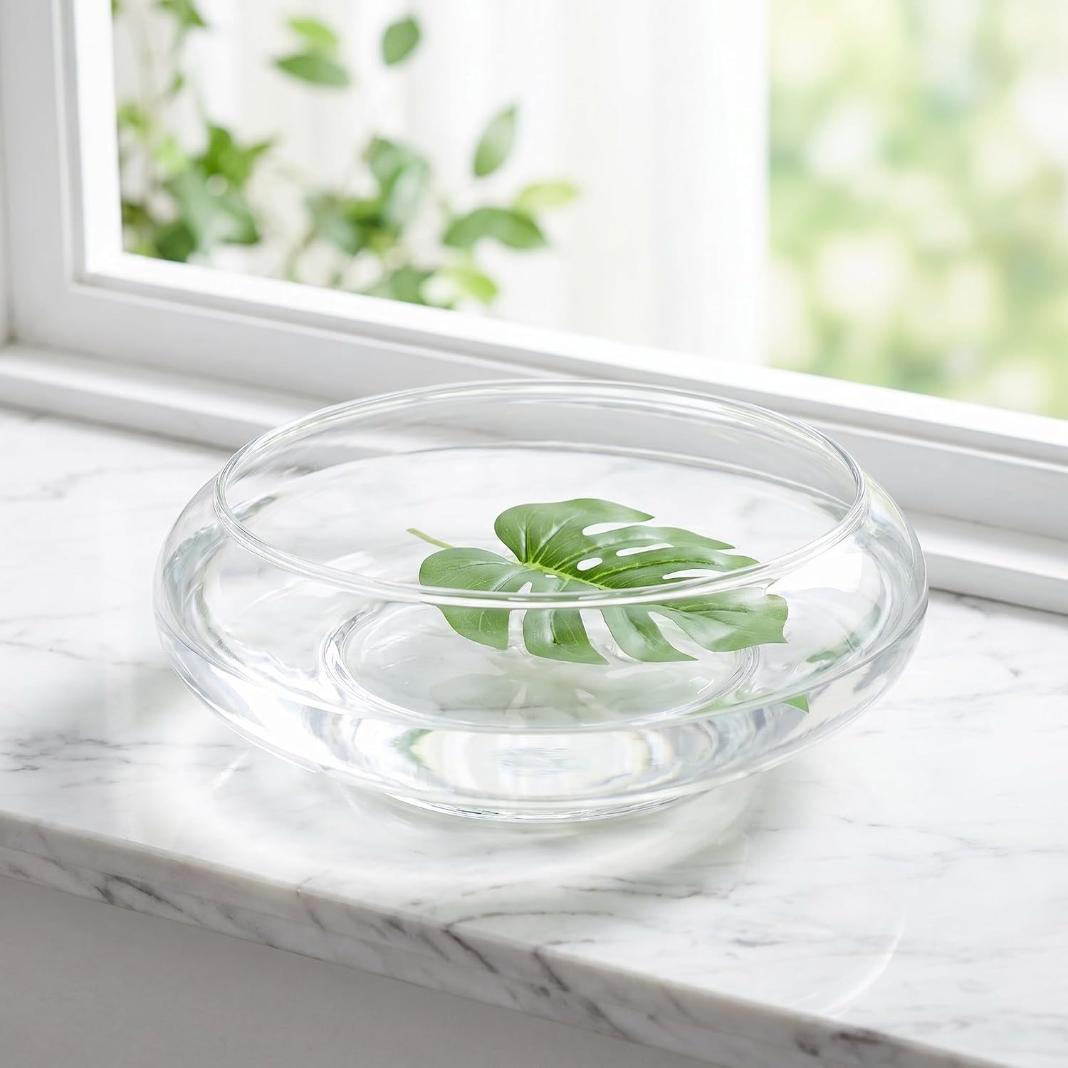 2pcs Glass Floating Candle Holders with Stable Base, Elegant Glass Bowl for Water Candles and Hydroponic Plants, Decorative Centerpiece for Shower and Ceremonies