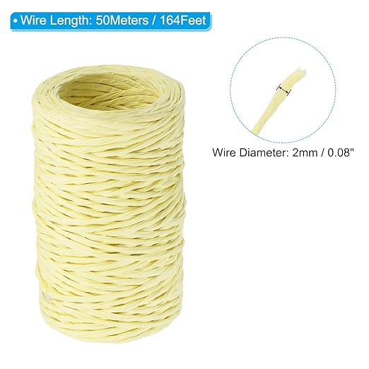PATIKIL 164 Feet Floral Bind Wire Wrap Twine, 2mm Florist Wire Iron Wire Paper Covered Vine Wrapping Binding Wire for Flower Bouquets, Cream