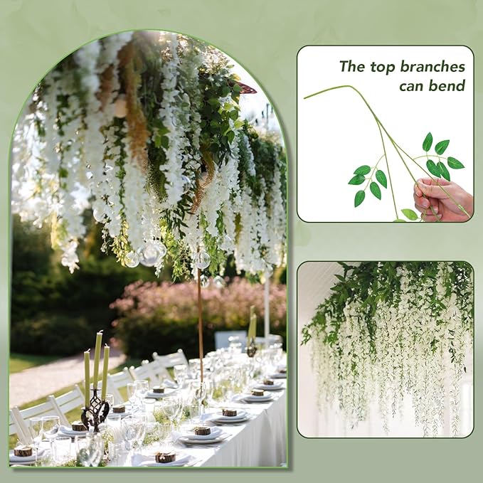 Wisteria Hanging Flowers,Fake Hanging Flowers,Wisteria artificiales Garland for Home Wedding Arch Floral Party Garden Ceremony Outdoor Decor,3.6 feet Long(36,White)