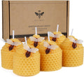 DEYBBY Natural Beeswax Candles Set of 6, Small Bees Wax Votive Candles with Little Bee Decorations as Housewarming Birthday Event Gift Party Favor (Yellow)