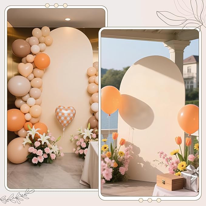 Ledido Wedding Arch Backdrop Cover 6FT Arch Covers Fitted Stretchy Spandex Round Top Stand Backdrop Cover for Wedding Banquet Ceremony Birthday Party Baby Shower Event Decoration,Beige