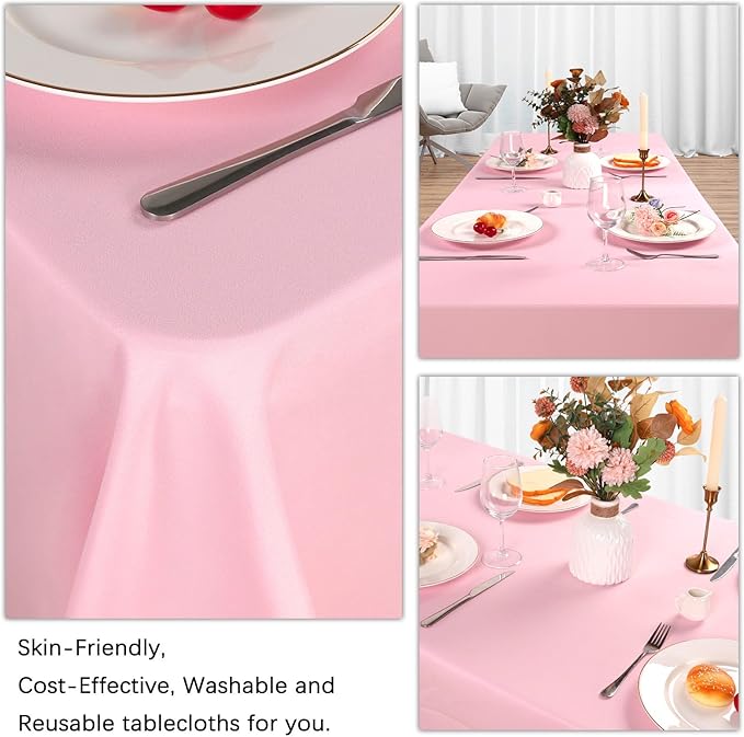 8 Pack Pink Tablecloth 60 x 102 Inch Rectangular Tablecloths for 6 Foot Rectangle Tables, Wrinkle Resistant Pink Table Cloth Washable Polyester Fabric Table Covers for Buffet Wedding Party Banquet