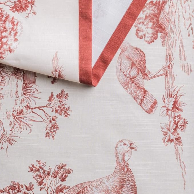 Maison d' Hermine Table Runner 100% Cotton Single Layer Table Runners 60 inches Long for Thanksgiving Christmas Decorations Home Kitchen Dining Party Wedding (Holy Jouy - Red, 14.5" x 60")
