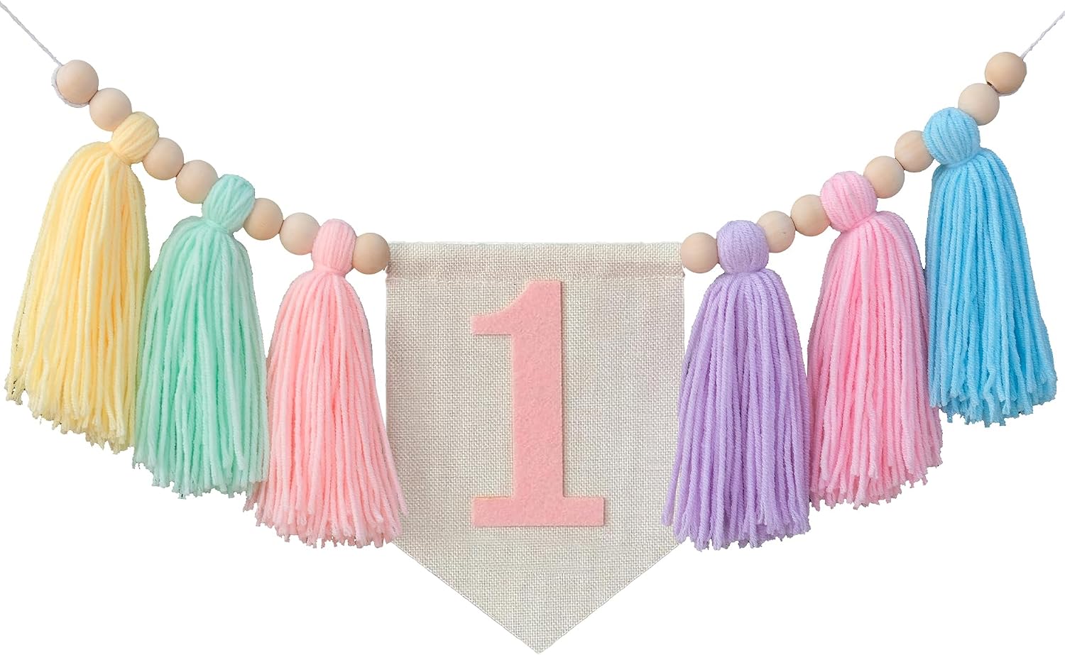 Pastel Macaron one high chair banner Handmade First Birthday High Chair Banner for 1st Baby Girls Fun To Be One Birthday Party Decorations Princess Photoshoot Props