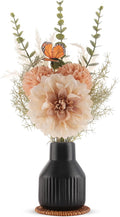 Small Fake Flowers in Vase 14" Centerpiece Table Decorations Silk Flowers Arrangements Ceramic Vase Dahlia Chrysanthemum Artificial Flowers Bouquet for Bathroom Dining Room Kitchen Wedding (Black)