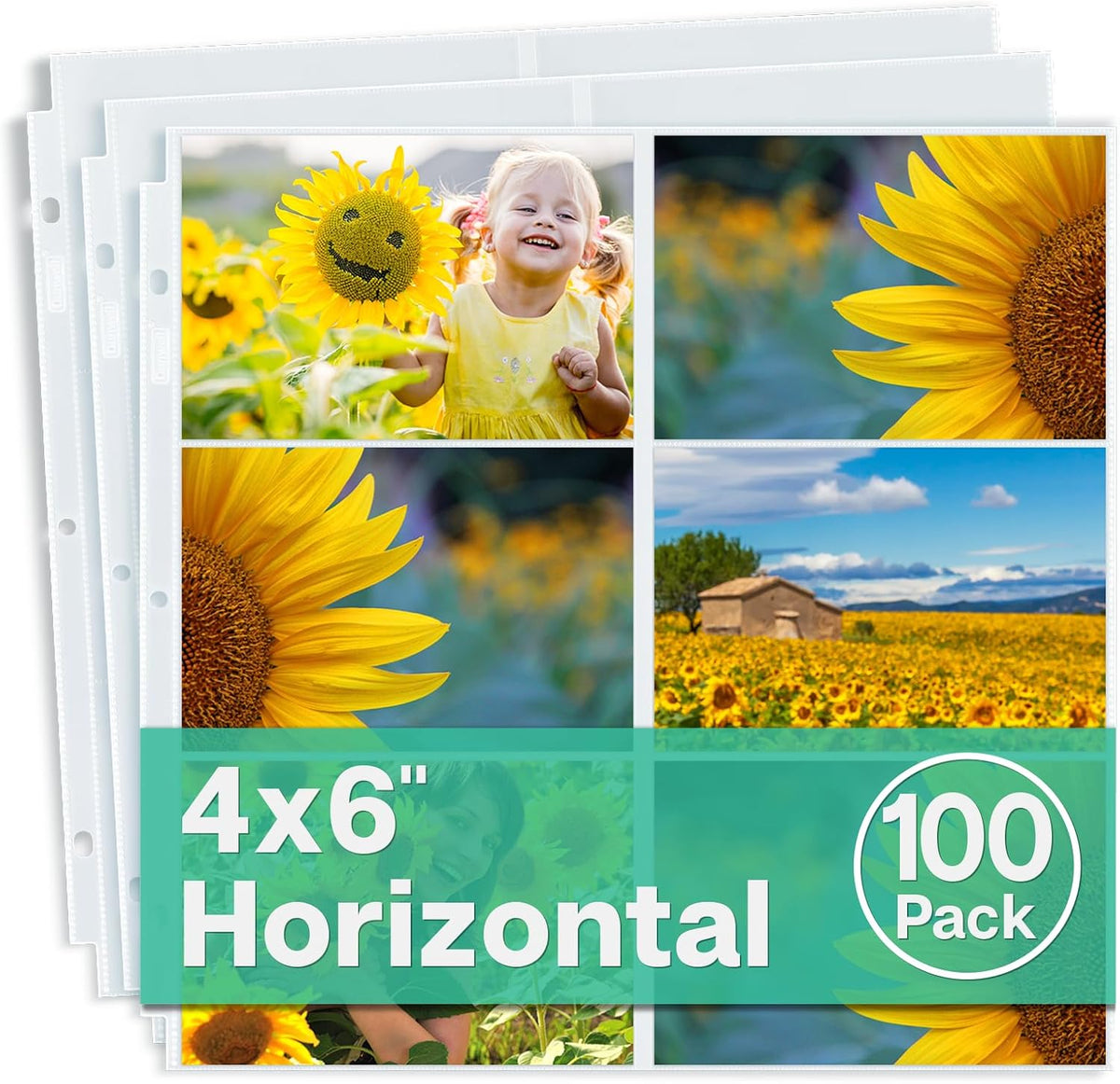 Dunwell 12x12 Scrapbook Page Protectors, 4x6 Photo Album Refill Pages, 100-Pa...