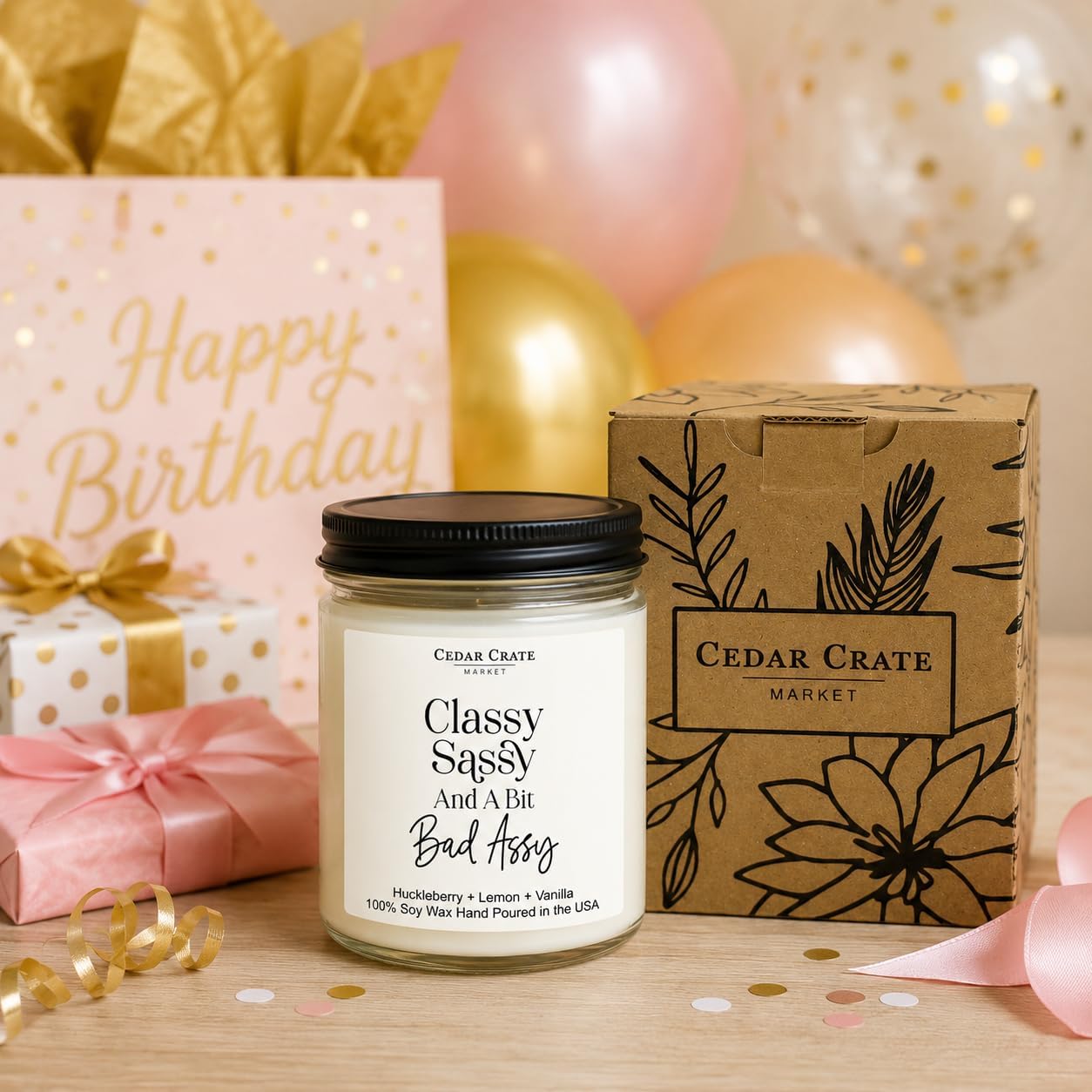 CEDAR CRATE MARKET - Funny Candles for Women Adult Humor - Classy Sassy - Best Friend Birthday Gift for Who Have Everything, Retirement, Woman Coworker, Girlfriend, 100% Soy Wax, Handmade in USA
