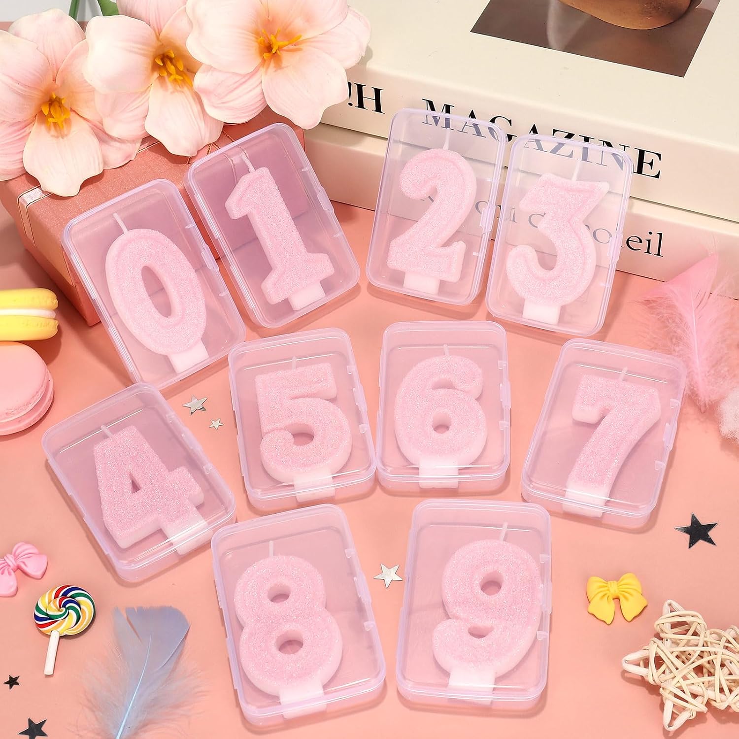 Cute Number 1 Birthday Candle, Glitter Pink Number Candles, First Birthday Cake Topper Decoration, Party Supplies Anniversary Celebrations