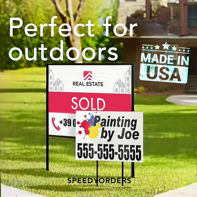 SPEEDYORDERS Custom Outdoor Metal Signs, Personalized Aluminum Signs, Customized Safety Signs, Metal Business Signs, Waterproof Outdoor Business Signs, White Aluminum (Red & White, 42x28 In)