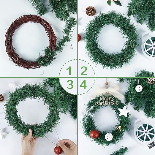 Tenn Well Green Floral Wire, 328 Feet 22 Gauge Soft Craft Florist Wire with Built-in Cutter for Flower Arrangements, Wreath Making, Christmas Ornaments, Gardening, Crafts