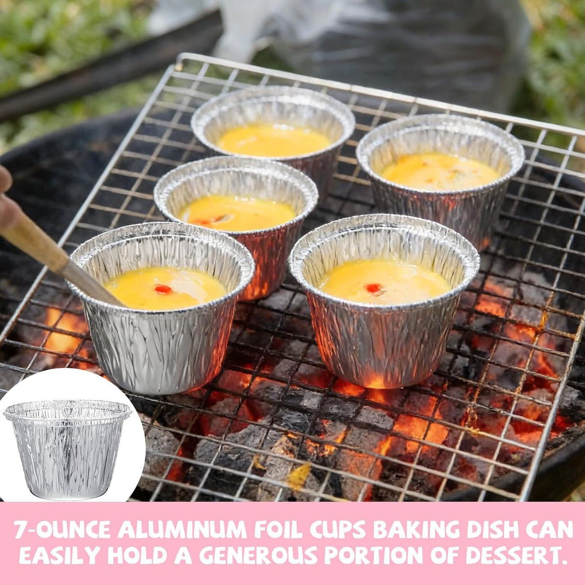 Yungyan 200 Pcs Aluminum Foil Baking Cups 7 oz Disposable Ramekins
