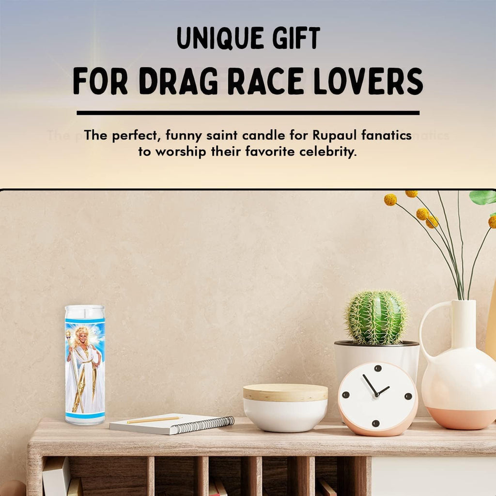 Drag Queen Celebrity Glass Jar Candle – Unscented Handmade Soy Wax Votive Candle – Unique Gift for Pop Culture Fans & Art Lovers – Home Decor Collectible for Living Room & Office – 8 Inch