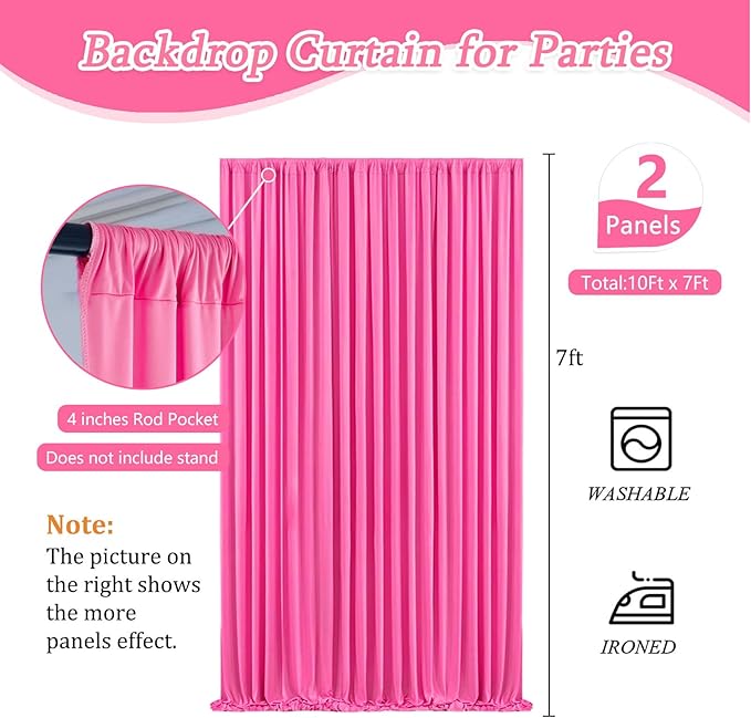 10 x 7 Feet Pink B Backdrop Curtain for Partie, Background Curtains for Photoshoot, Birthday, Wedding, Halloween, Thanksgiving, Christmas Day, New Year Party Decorations 5Ft x 7Ft, 2 Panels
