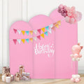WEERRW Pink Arch Backdrop Cover Ballon Arch Stand Covers Set of 3 Spandex Fitted Round Top Chiara Stretchy Backdrop for Wedding Birthday Party Decoration(6FT, 6.6FT, 7.2FT)