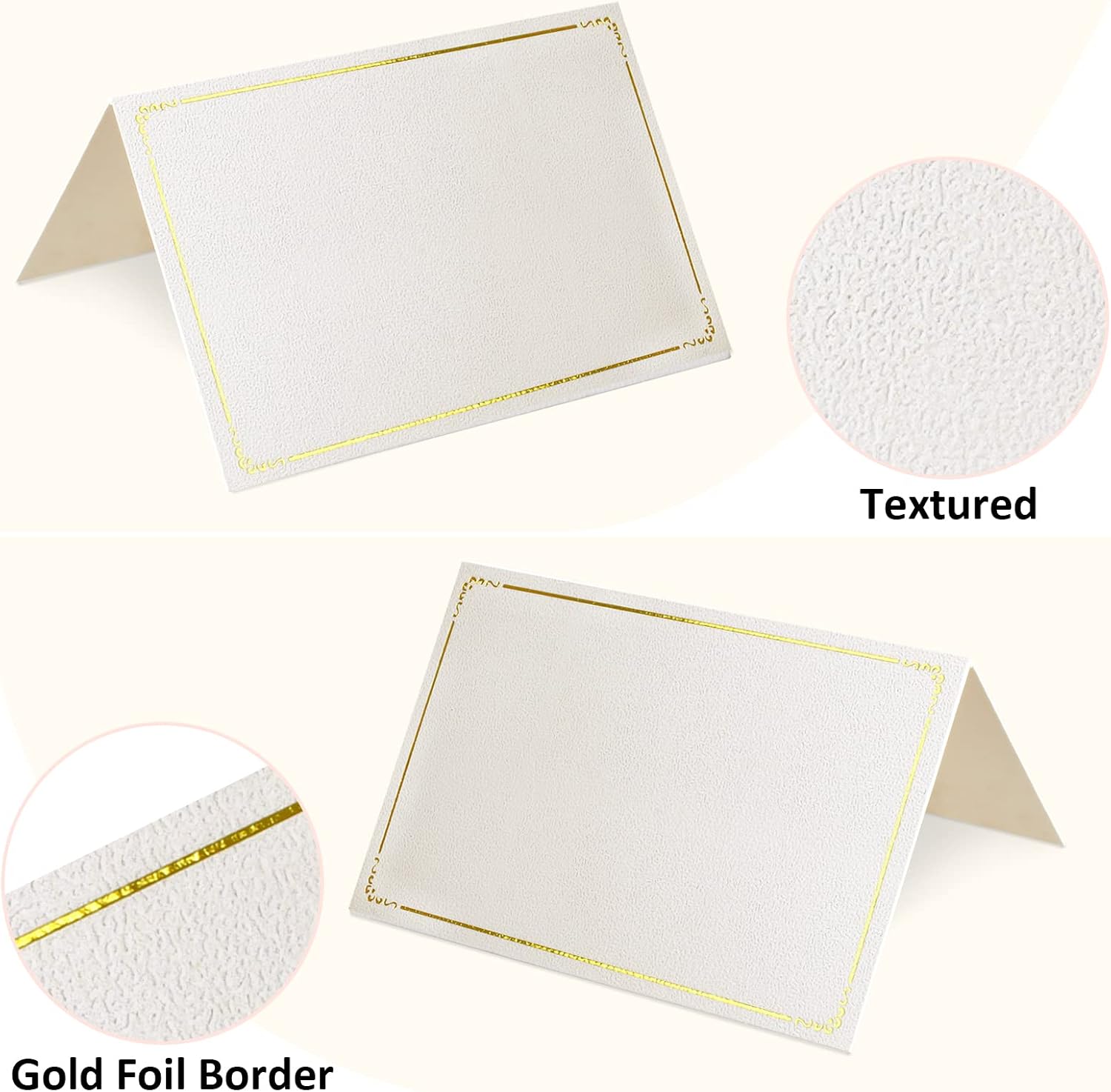 70 Pcs Place Cards Blank Fillable Banquet Seat Card with Gold Foil Frame, Place Cards for Table Setting, Escort Cards, Name Cards, Wedding Place Cards for Wedding, Table, Dinner Parties, 2.5" x 3.75"