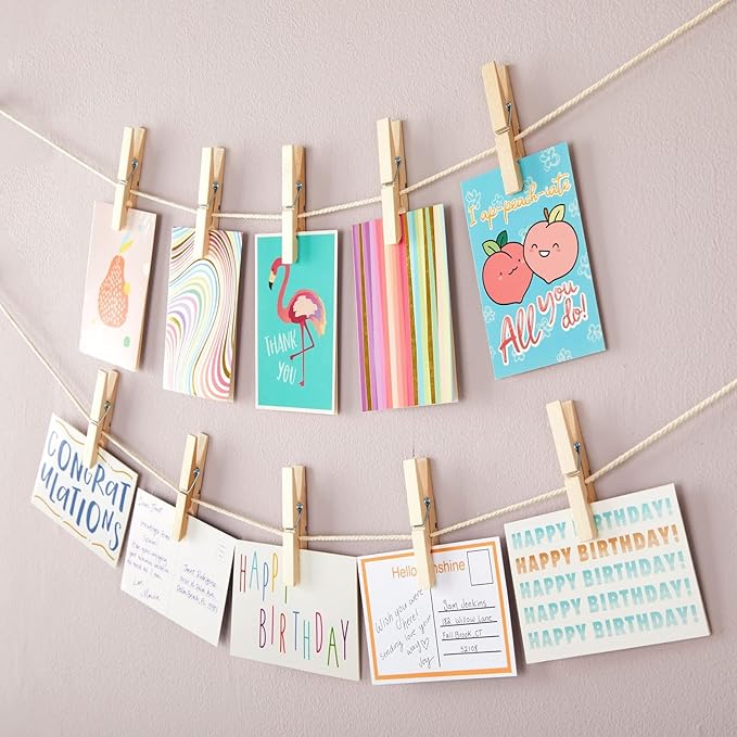 Juvale Wooden Clothespins & Hanging Clips - 100 Pack, 3.9x0.6x0.6in, Natural Wood, Modern - Heavy Duty Laundry Clips for Outdoor Clothesline - Clothespins for Crafts & Photo Displays