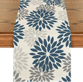 Artoid Mode Dahlia Aqua Floral Pinnata Flower Summer Table Runner, Seasonal Winter Holiday Kitchen Dining Table Decoration for Home Party Decor 13x72 Inch