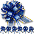 6 PCS Large Pull Bows, Gift Wrapping Bows, Gift Wrapping Ribbon Pull Bows Gift Bows for Wedding, Birthday, Christmas, Valentine's Day, Gift Baskets, Party, Presents Decor, Holiday Decor (Blue)