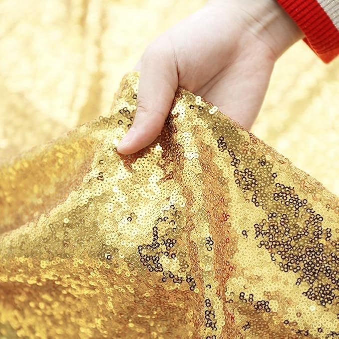 Poise3EHome Gold Sequin Backdrop Curtain, 10Ft x 10Ft Golden Glitter Photography Background Curtains, Sequence Backdrop Drapes for Party Festival Decor