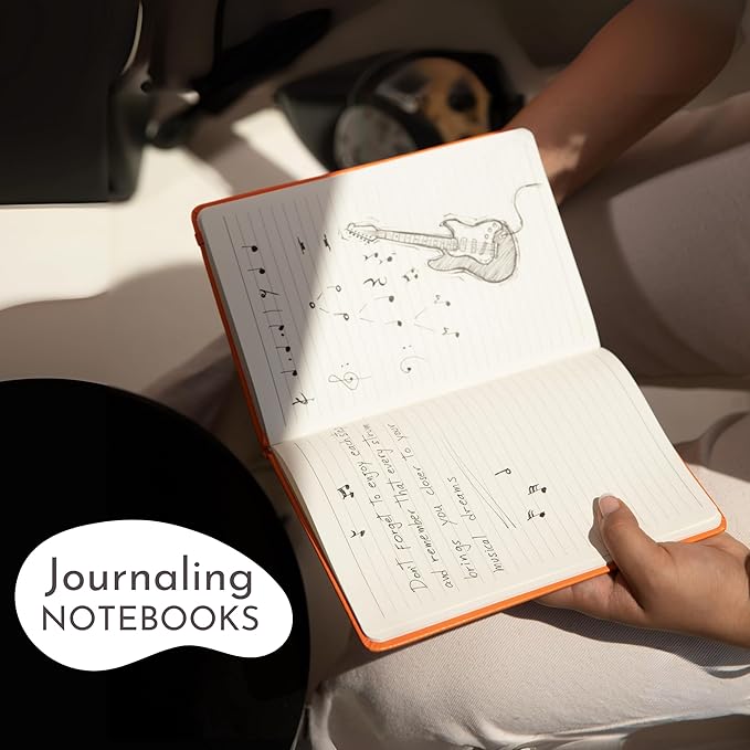 SETTINI Lined Journal, Ideal for Journaling - A5 Vegan Leather Notebook, 192 Archival-Quality Pages, QuillEase Bleed-Free Paper, Inner Pocket & Bookmark - Orange Journal for Women & Men, Orange Sun