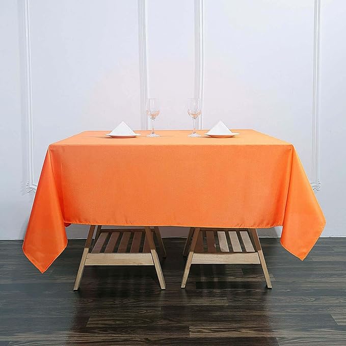 Efavormart 70" Premium Square Polyester Tablecloth for Wedding Kitchen Dining Events - Orange