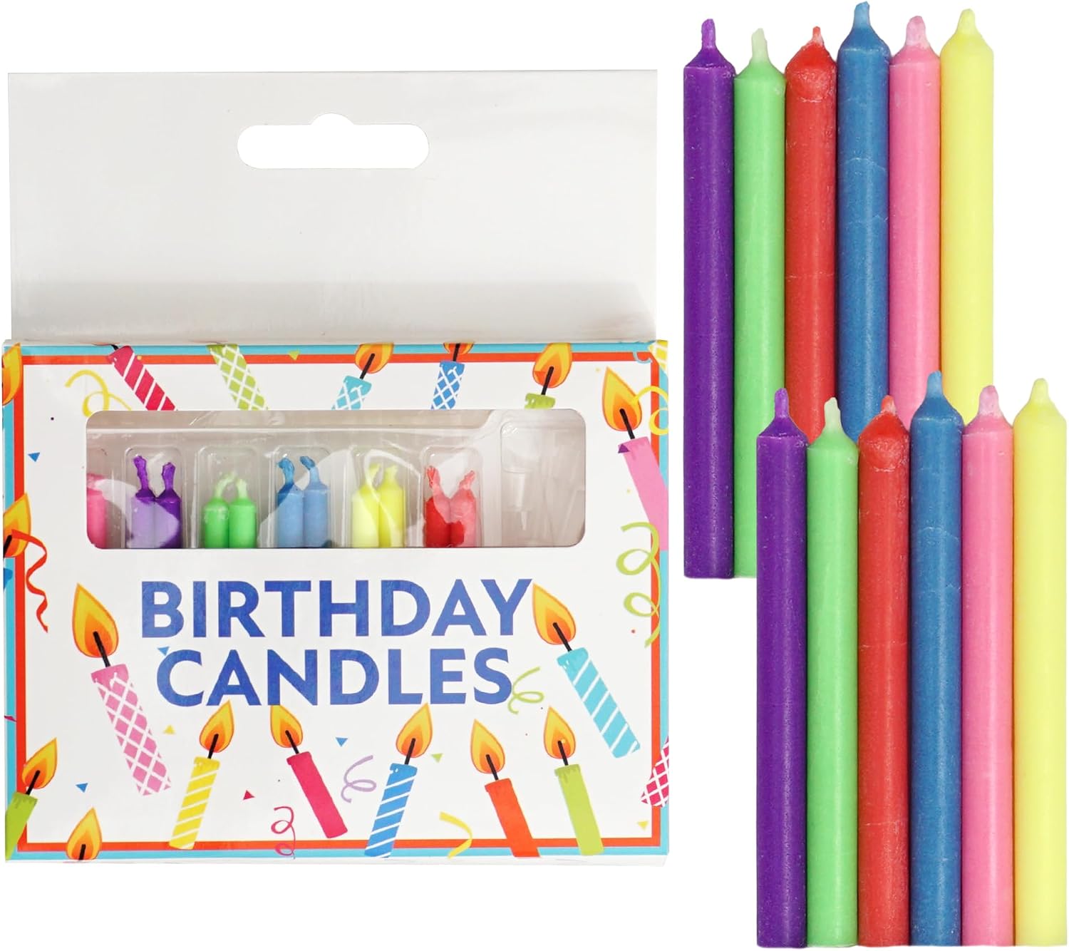 12-Count Neon Birthday Candles, Candle for Cake, Cupcake, Party Celebration