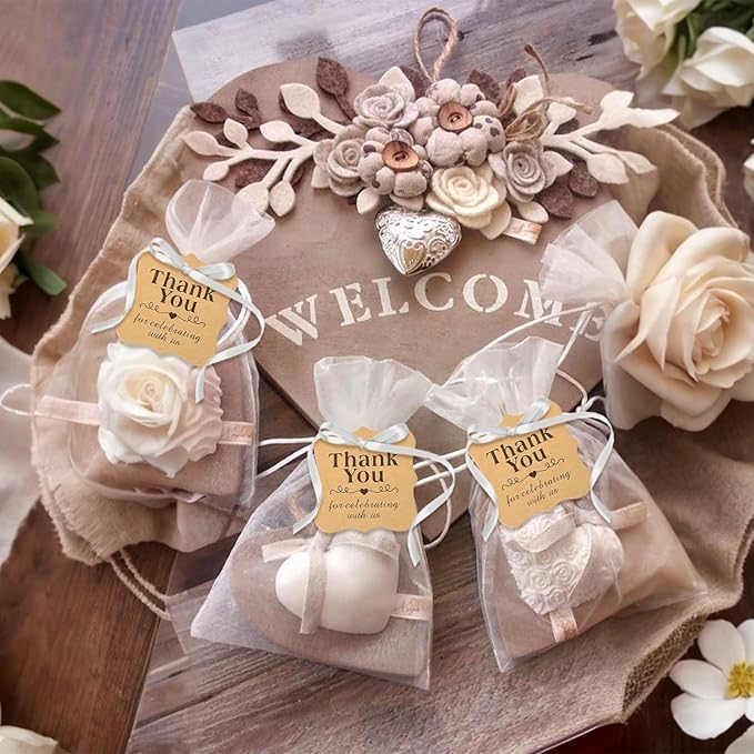 SallyFashion 150 PCS Thank You Brown Gift Tags with String, 2 x 3 Inches Paper Gift Tags for Party Favors Weddings, Bridal and Baby Showers Birthdays