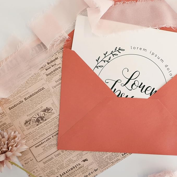 50 Pack 4x6 Envelopes Letter Size, Orange A4 Envelopes Self Seal for Wedding Invitation, Envelope 4.3x6.3 for Greeting Cards, Photos, Baby Shower, Graduation, Thank You Cards, Announcements