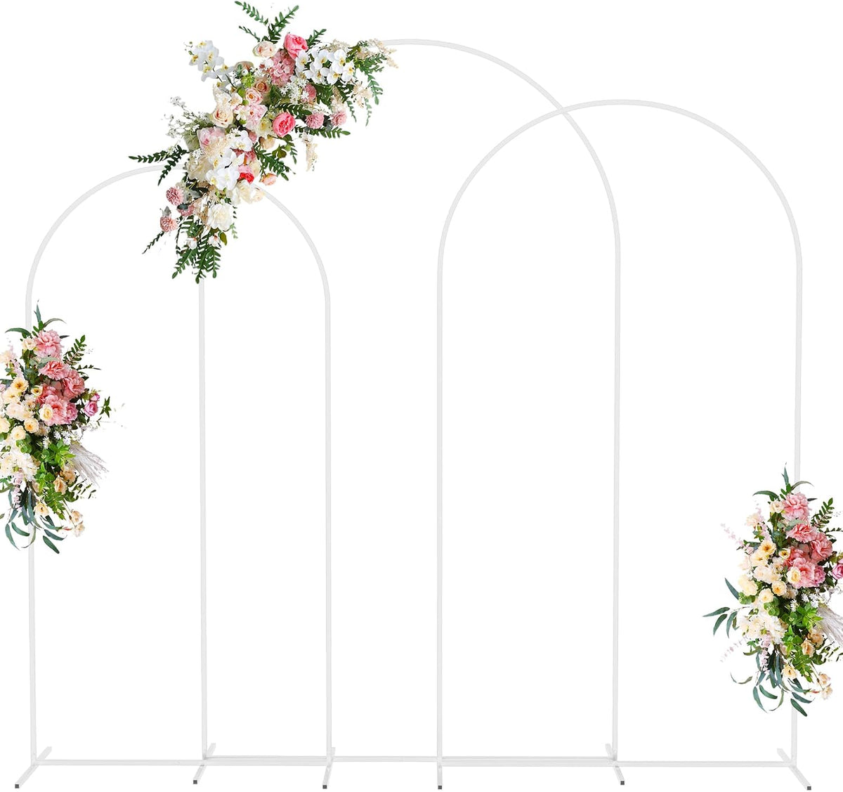 wokceer wedding arch backdrop stand 8ft,7.2ft,6.6ft white metal, main product view