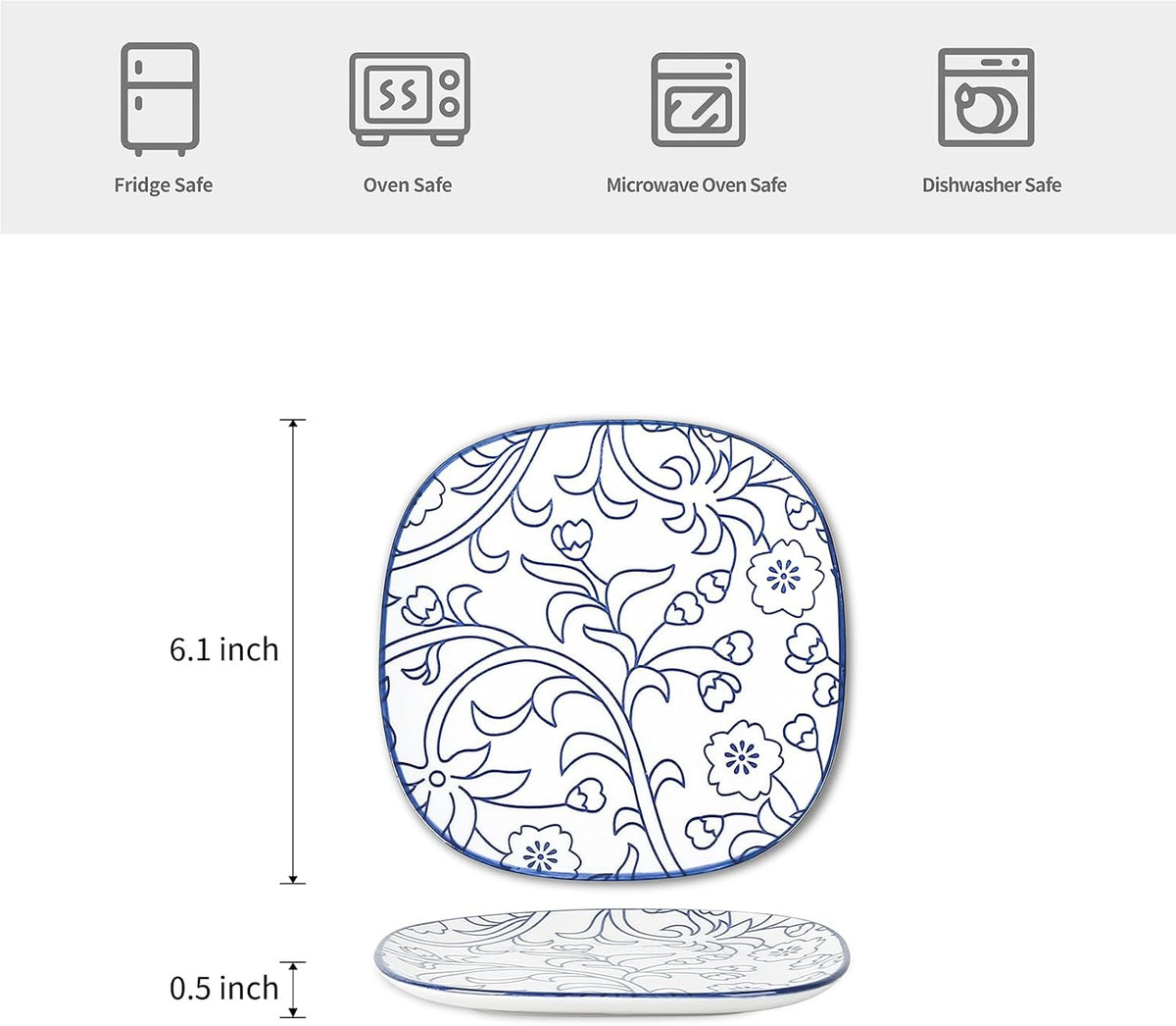 Selamica Porcelain Small Plates - 6 inch Dessert & Appetizer Plates, Micr...