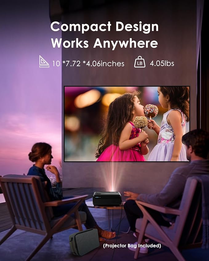 Portable Smart Projector Netflix Officially,AI Auto Focus&Keystone,1400ANSI 4K Support,WiFi6+2.4/5G WiFi,Two-way Bluetooth,Dolby Audio,HDR10,Android TV 11.0,Google Assistant,Home Theater Outdoor Movie