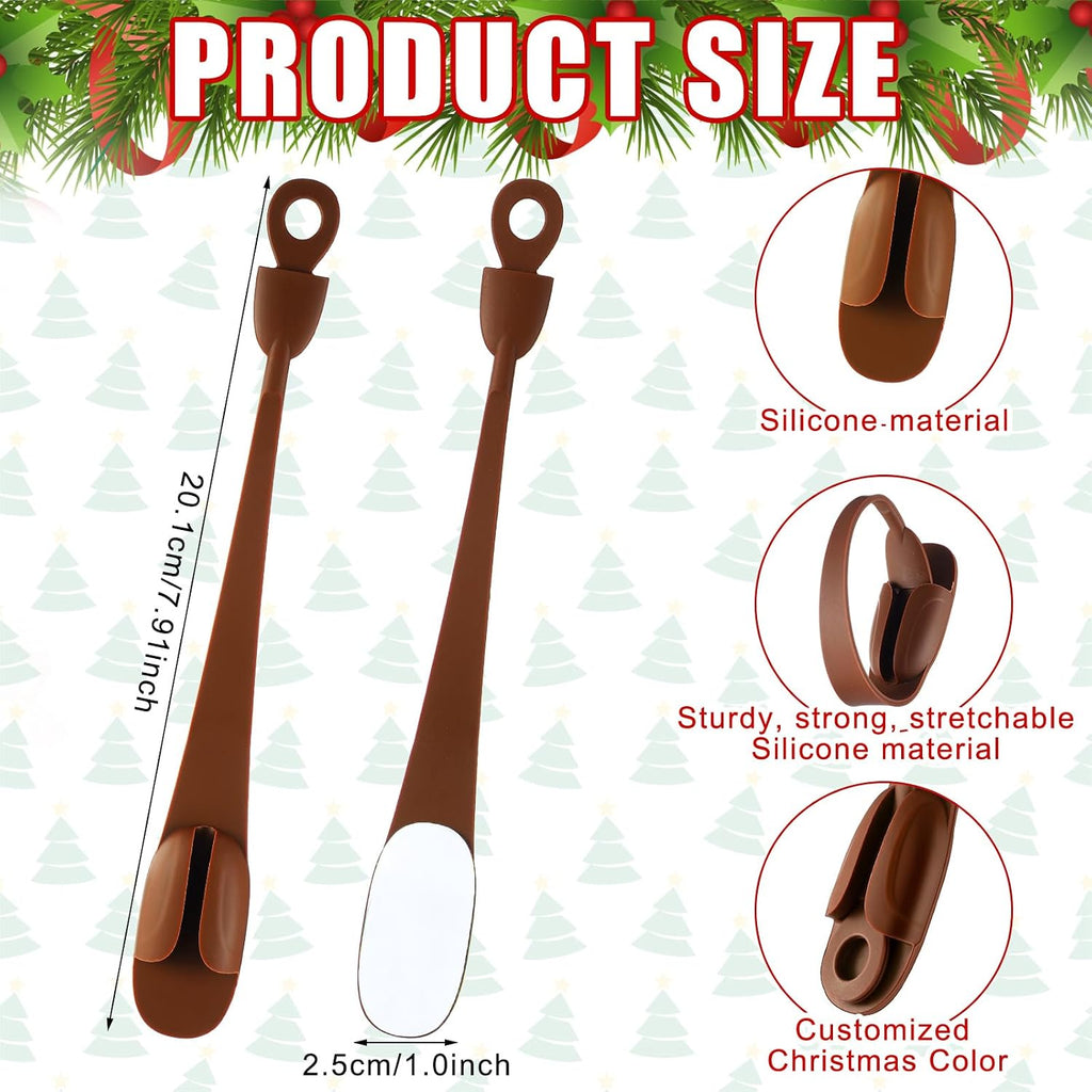 Relaxweex 6 Pcs Garland Hanger for Mantle No Drill Garland Hangers Hooks Wreath Ties Fireplace Stocking Holder Stretchable Silicone Adhesive Straps for Door Frame Stairways (Brown)