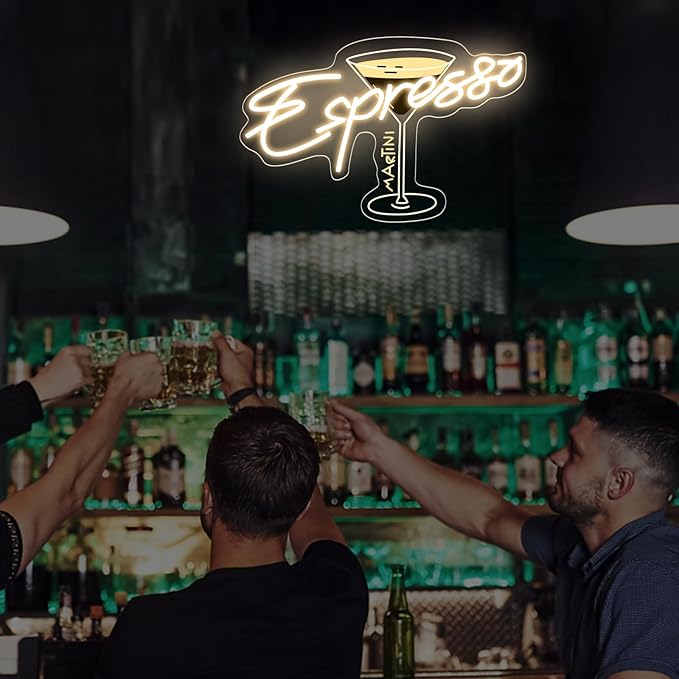 Espresso Martini Neon Sign, Cocktail Club Wall Art Decor,Tini Time Wall Decor,Martini Lover Gift,Retro Espresso wall sign,Retro Alcohol Gift, 16.5"x11.6"