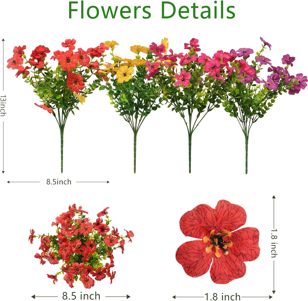 2 set artificial hanging flowers with baskets for, package contents