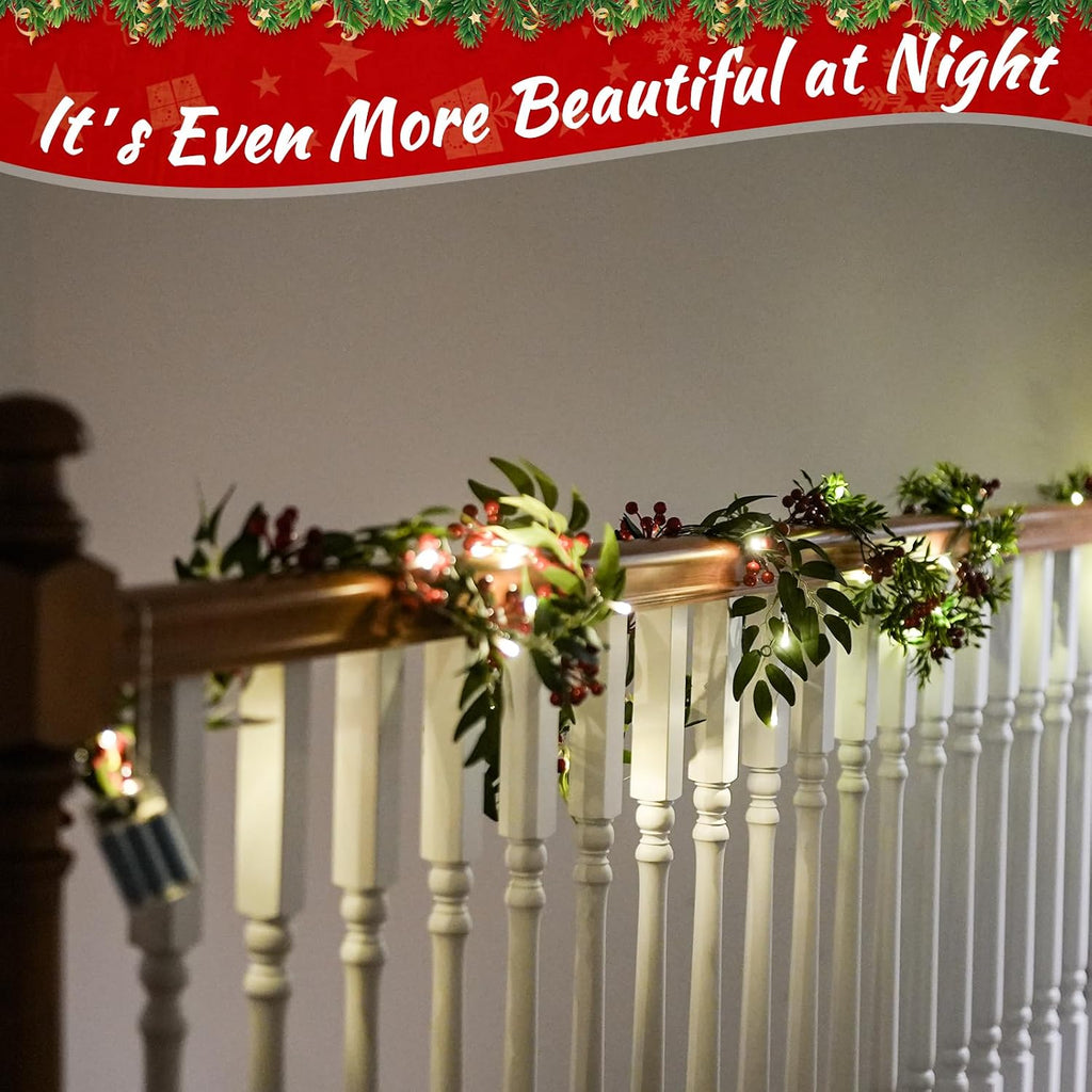 6ft pre-lit christmas garland with lights - artificial showing dimensions
