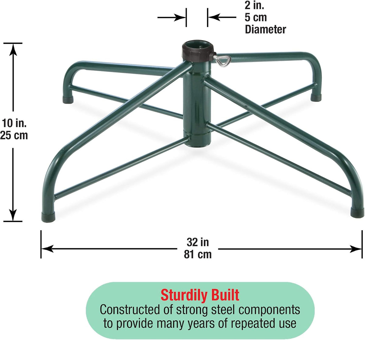 national tree company christmas tree folding stand, green, close-up detail