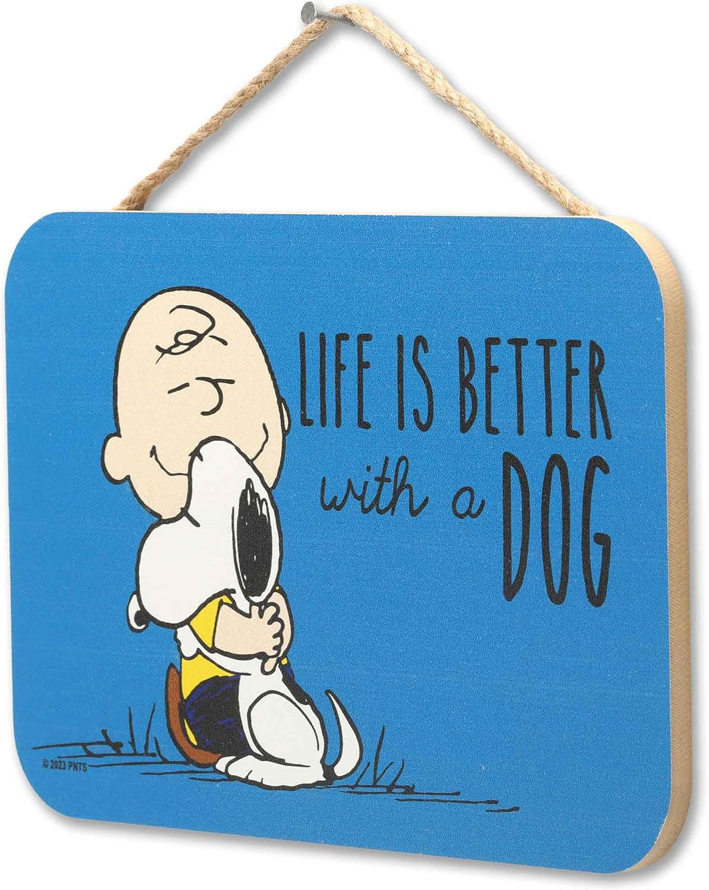 Peanuts Charlie Brown and Snoopy Life Is Better With a Dog Hanging Wood Wall Decor - Cute Snoopy Sign for Home