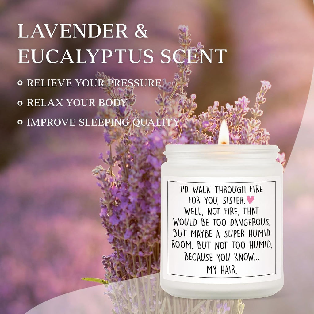 Petalsun Funny Sister Gifts, Sister Birthday Gifts - Handmade Lavender Natural Soy Wax Candle- Sisters Gift from Sister Brother for Birthday, Mothers Day, Graduation, Christmas, Sis Candle(7oz)